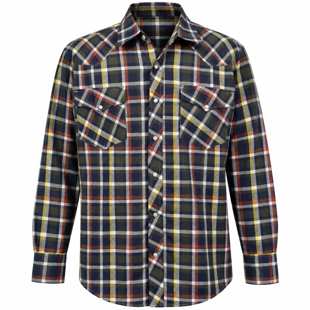 Casual Country Outfitters Mens 2XL Western Pearl Snap Plaid Shirt Green Multi